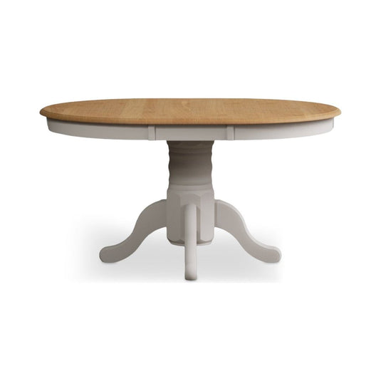Extending Hertford Oak and Soft White Painted Pedestal Dining Table Dining Tables Hertford