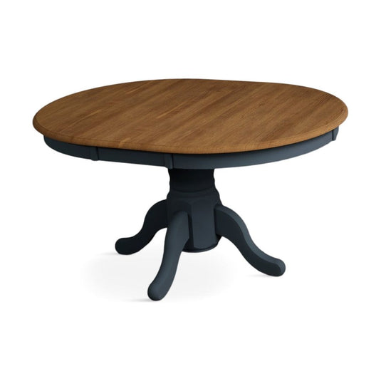 Extending Hertford Oak and Dark Blue Painted Pedestal Dining Table Dining Tables Hertford