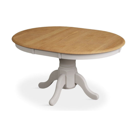 Extending Hertford Oak and Soft White Painted Pedestal Dining Table Dining Tables Hertford