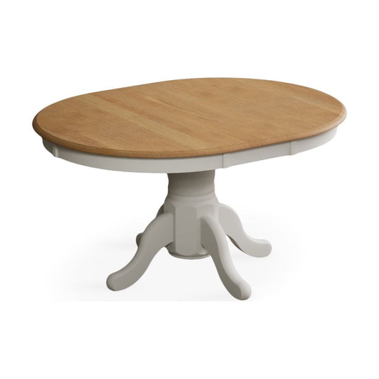 Extending Hertford Oak and Signal White Painted Pedestal Dining Table Dining Tables Hertford