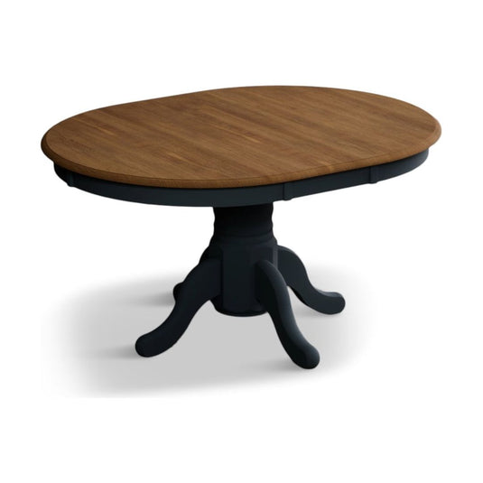 Extending Hertford Oak and Dark Blue Painted Pedestal Dining Table Dining Tables Hertford