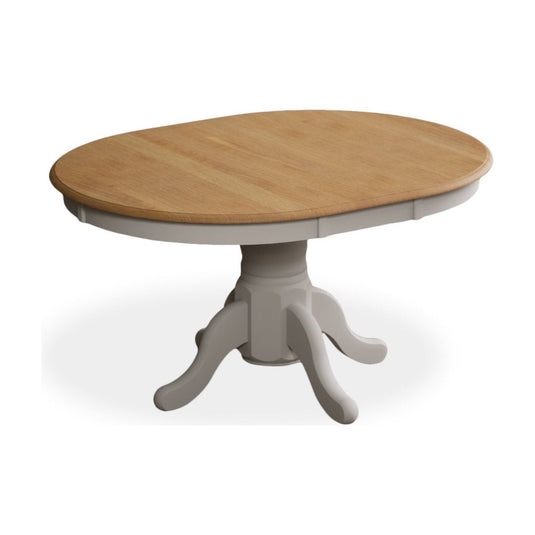 Extending Hertford Oak and Soft White Painted Pedestal Dining Table Dining Tables Hertford
