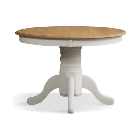 Extending Hertford Oak and Signal White Painted Pedestal Dining Table Dining Tables Hertford