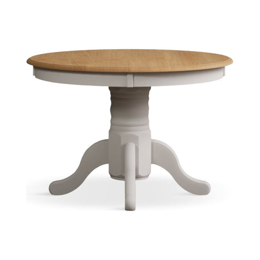 Extending Hertford Oak and Soft White Painted Pedestal Dining Table Dining Tables Hertford