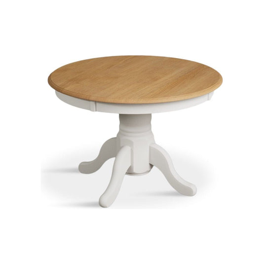 Extending Hertford Oak and Signal White Painted Pedestal Dining Table Dining Tables Hertford