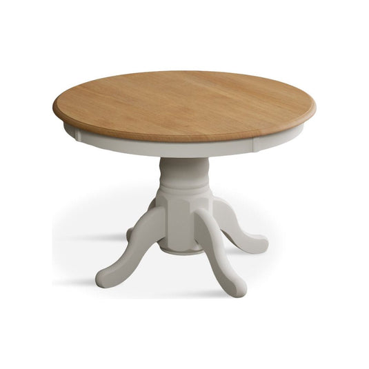 Extending Hertford Oak and Signal White Painted Pedestal Dining Table Dining Tables Hertford