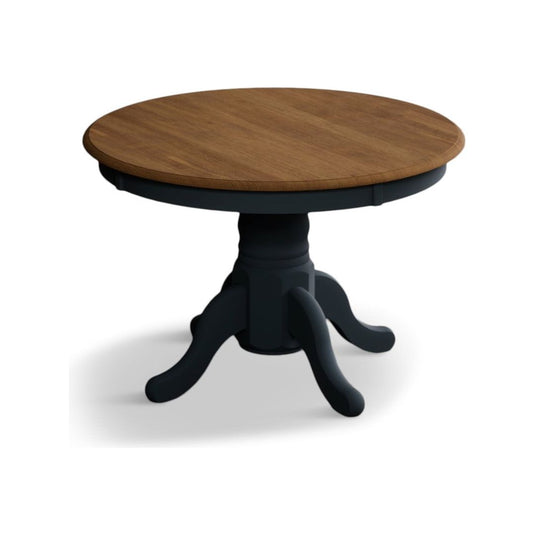 Extending Hertford Oak and Dark Blue Painted Pedestal Dining Table Dining Tables Hertford