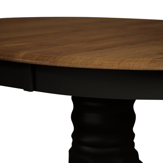 Extending Whatley 100cm-130cm Oak and Black Painted Pedestal Dining Table