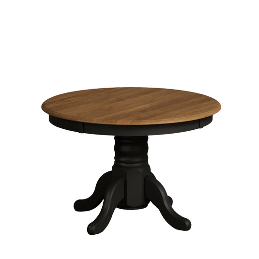 Extending Whatley 100cm-130cm Oak and Black Painted Pedestal Dining Table