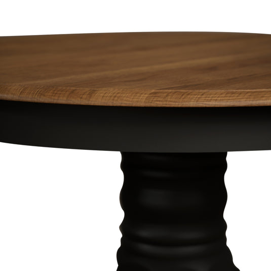 Extending Whatley 100cm-130cm Oak and Black Painted Pedestal Dining Table