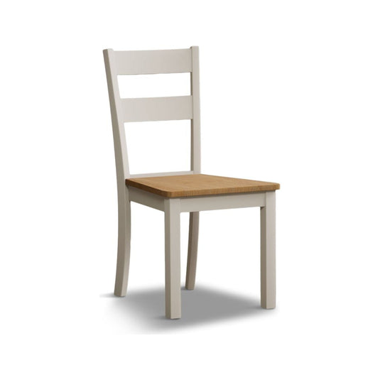 Faversham Cream Painted Chairs with Oak Seat Pad (Pair) Dining Chair Faversham