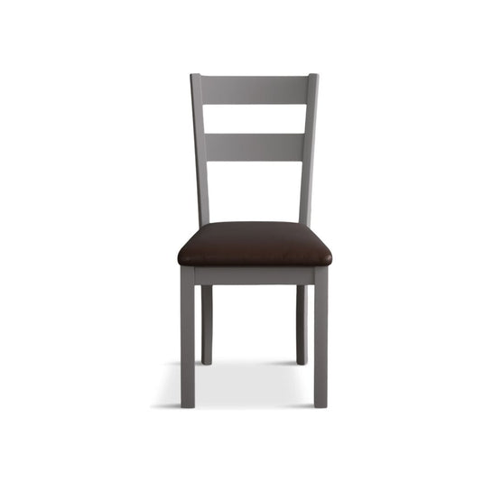Faversham Light Grey Painted Chairs with Chocolate Brown Fabric Seat Pad (Pair) Dining Chair Faversham