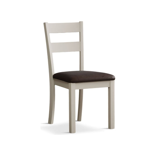 Faversham Cream Painted Chairs with Chocolate Brown Fabric Seat Pad (Pair) Dining Chair Faversham