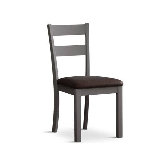 Faversham Light Grey Painted Chairs with Chocolate Brown Fabric Seat Pad (Pair) Dining Chair Faversham