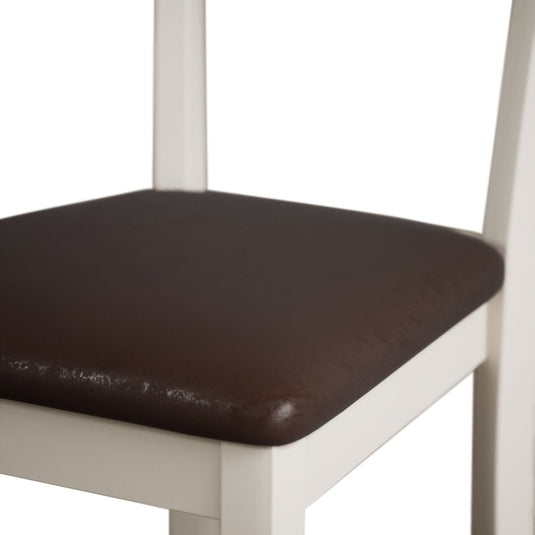 Faversham Cream Painted Chairs with Chocolate Brown Fabric Seat Pad (Pair) Dining Chair Faversham