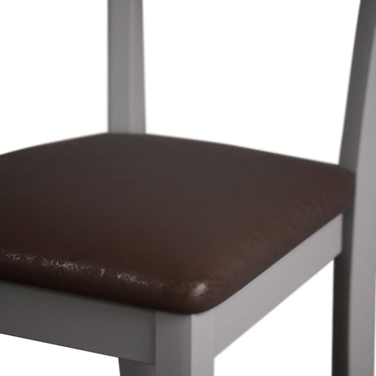 Faversham Light Grey Painted Chairs with Chocolate Brown Fabric Seat Pad (Pair) Dining Chair Faversham