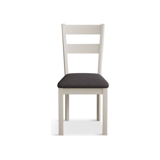 Faversham Cream Painted Chairs with Charcoal Grey Fabric Seat Pad (Pair) Dining Chair Faversham