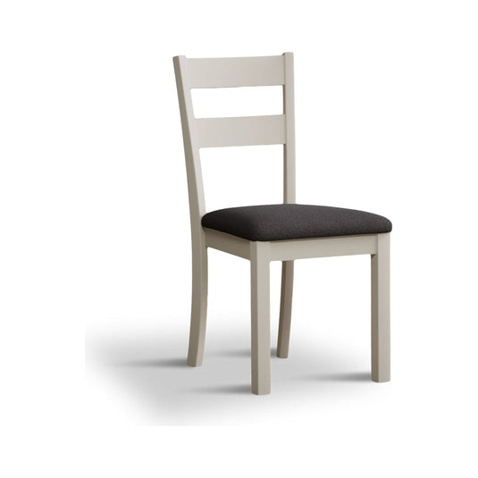 Faversham Cream Painted Chairs with Charcoal Grey Fabric Seat Pad (Pair) Dining Chair Faversham