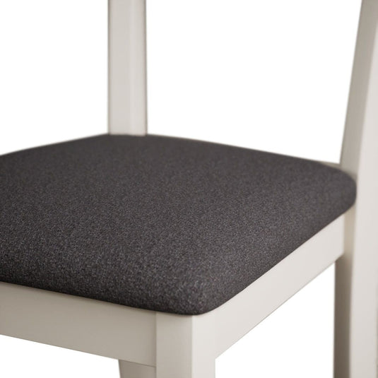 Faversham Cream Painted Chairs with Charcoal Grey Fabric Seat Pad (Pair) Dining Chair Faversham