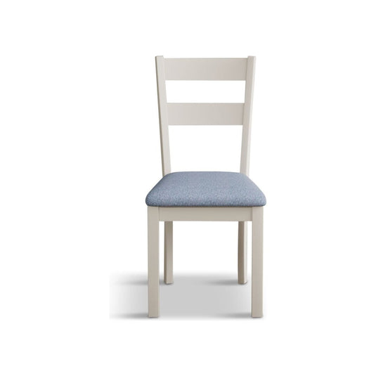 Faversham Cream Painted Chairs with Sky Blue Fabric Seat Pad (Pair) Dining Chair Faversham