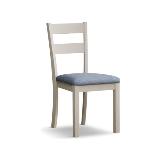 Faversham Cream Painted Chairs with Sky Blue Fabric Seat Pad (Pair) Dining Chair Faversham