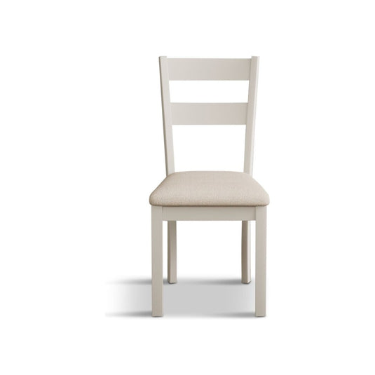 Faversham Cream Painted Chairs with Linen Fabric Seat Pad (Pair) Dining Chair Faversham