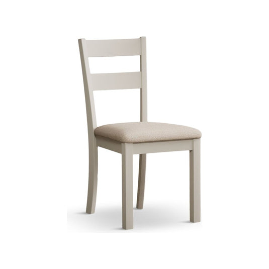 Faversham Cream Painted Chairs with Linen Fabric Seat Pad (Pair) Dining Chair Faversham