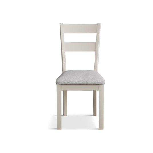 Faversham Cream Painted Chairs with Light Grey Fabric Seat Pad (Pair) Dining Chair Faversham