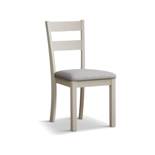 Faversham Cream Painted Chairs with Light Grey Fabric Seat Pad (Pair) Dining Chair Faversham