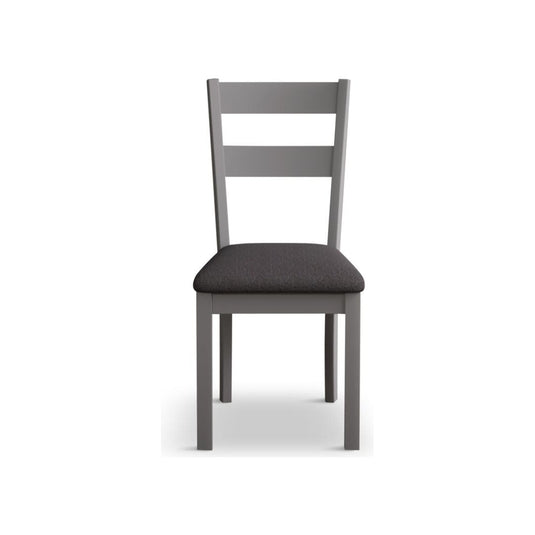 Faversham Light Grey Painted Chairs with Charcoal Grey Fabric Seat Pad (Pair) Dining Chair Faversham