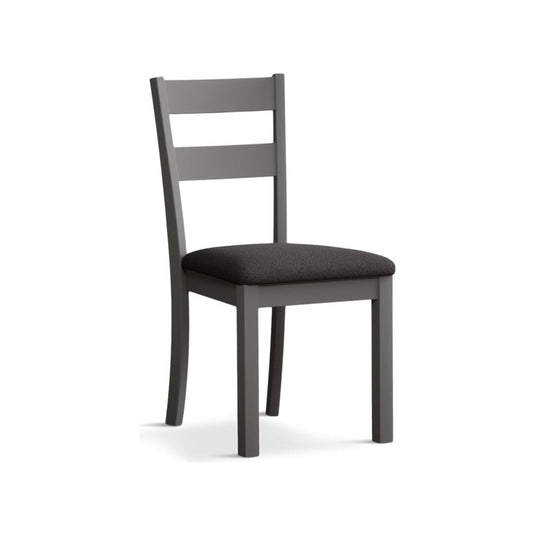 Faversham Light Grey Painted Chairs with Charcoal Grey Fabric Seat Pad (Pair) Dining Chair Faversham