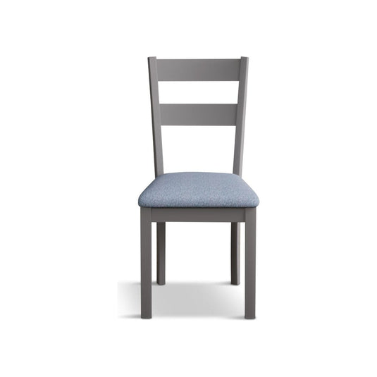 Faversham Light Grey Painted Chairs with Sky Blue Fabric Seat Pad (Pair) Dining Chair Faversham