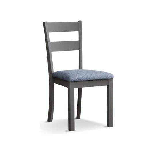 Faversham Light Grey Painted Chairs with Sky Blue Fabric Seat Pad (Pair) Dining Chair Faversham