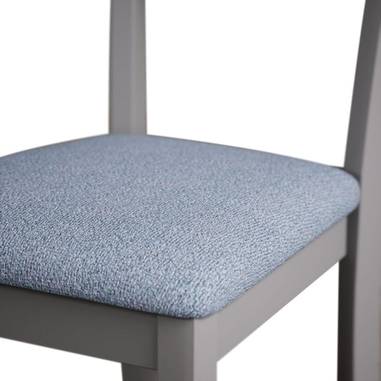 Faversham Light Grey Painted Chairs with Sky Blue Fabric Seat Pad (Pair) Dining Chair Faversham