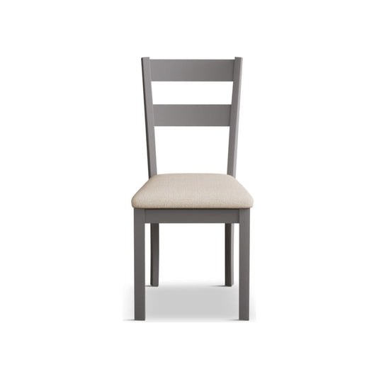 Faversham Light Grey Painted Chairs with Linen Fabric Seat Pad (Pair) Dining Chair Faversham