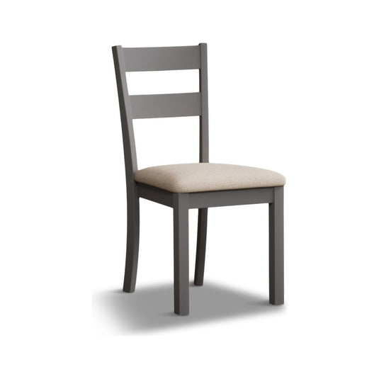 Faversham Light Grey Painted Chairs with Linen Fabric Seat Pad (Pair) Dining Chair Faversham