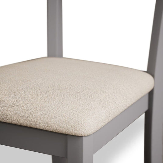 Faversham Light Grey Painted Chairs with Linen Fabric Seat Pad (Pair) Dining Chair Faversham