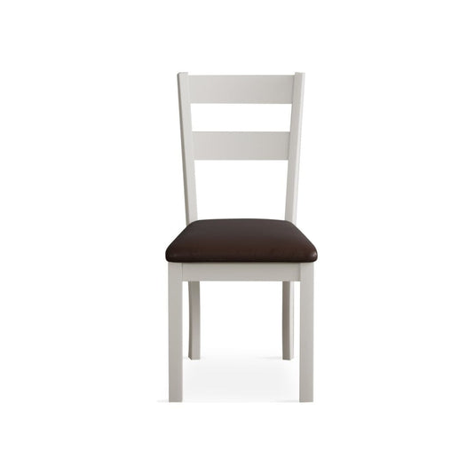 Faversham Signal White Painted Chairs with Chocolate Brown Fabric Seat Pad (Pair) Dining Chair Faversham