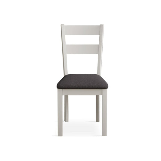 Faversham Signal White Painted Chairs with Charcoal Grey Fabric Seat Pad (Pair) Dining Chair Faversham