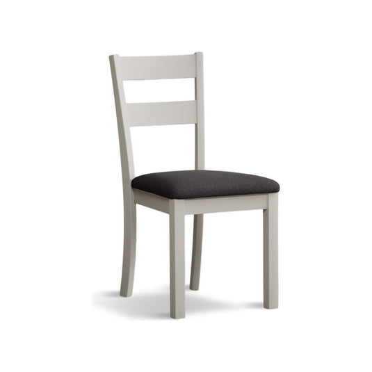 Faversham Signal White Painted Chairs with Charcoal Grey Fabric Seat Pad (Pair) Dining Chair Faversham