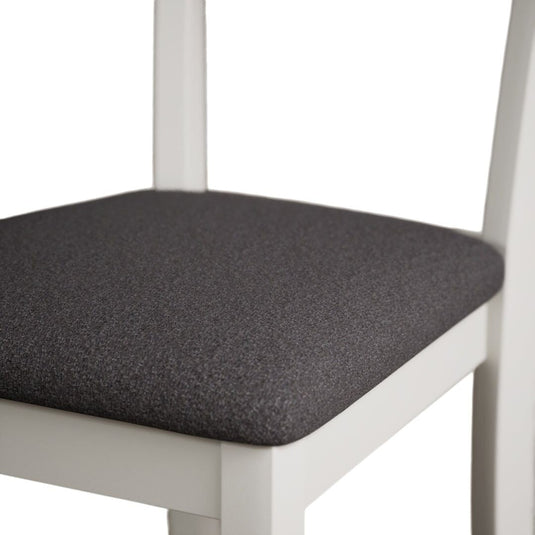 Faversham Signal White Painted Chairs with Charcoal Grey Fabric Seat Pad (Pair) Dining Chair Faversham