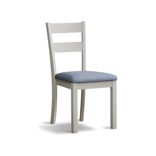 Faversham Signal White Painted Chairs with Sky Blue Fabric Seat Pad (Pair) Dining Chair Faversham