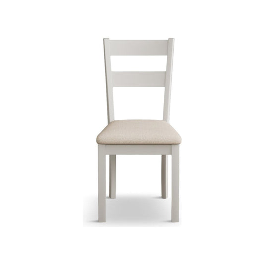Faversham Signal White Painted Chairs with Linen Fabric Seat Pad (Pair) Dining Chair Faversham