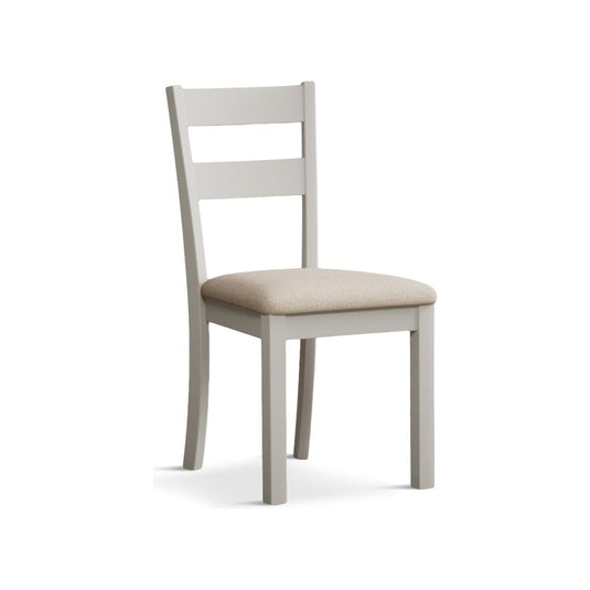 Faversham Signal White Painted Chairs with Linen Fabric Seat Pad (Pair) Dining Chair Faversham
