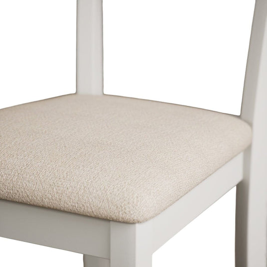 Faversham Signal White Painted Chairs with Linen Fabric Seat Pad (Pair) Dining Chair Faversham