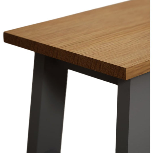 Faversham Large Solid Oak and Light Grey Painted Bench