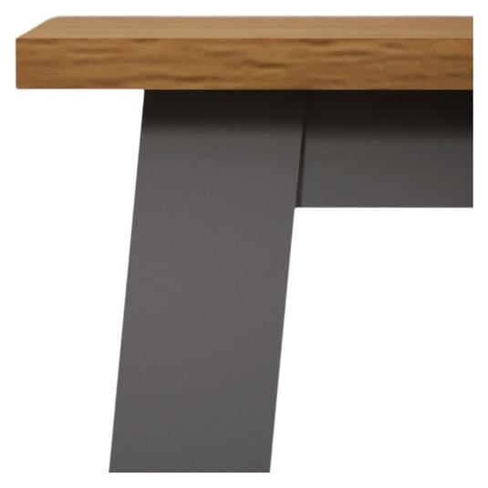 Faversham Large Solid Oak and Light Grey Painted Bench