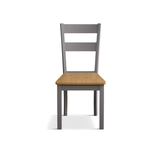 Faversham Light Grey Painted Chairs with Oak Seat Pad (Pair) Dining Chair Faversham