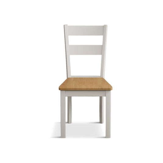 Faversham Signal White Painted Chairs with Oak Seat Pad (Pair) Dining Chair Faversham