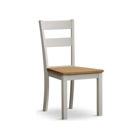 Faversham Signal White Painted Chairs with Oak Seat Pad (Pair) Dining Chair Faversham